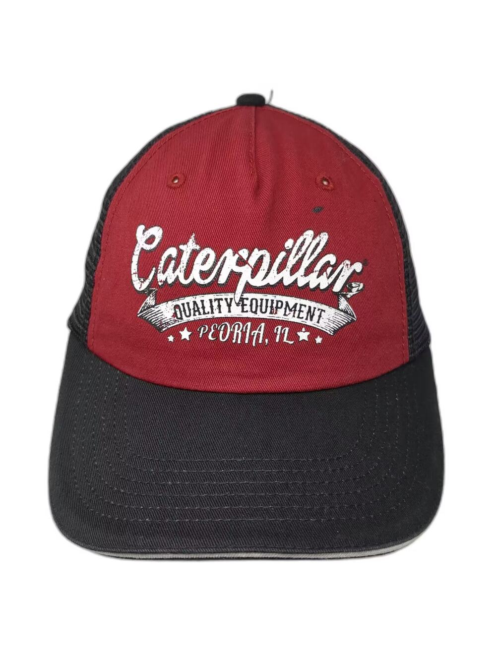 MPC Caterpillar Quality Equipment Peoria IL Red Black Trucker Hat One Size Mesh
